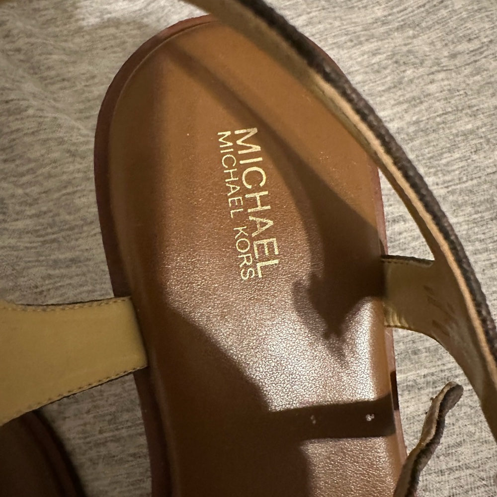 Michael Kors Dark Brown T-Strap Sandals - Picture 3 of 6